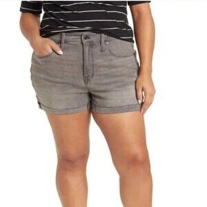 Madewell High Rise Cuffed Denim Shorts Gray Slater Wash M9237 Plus Size 16W NWT